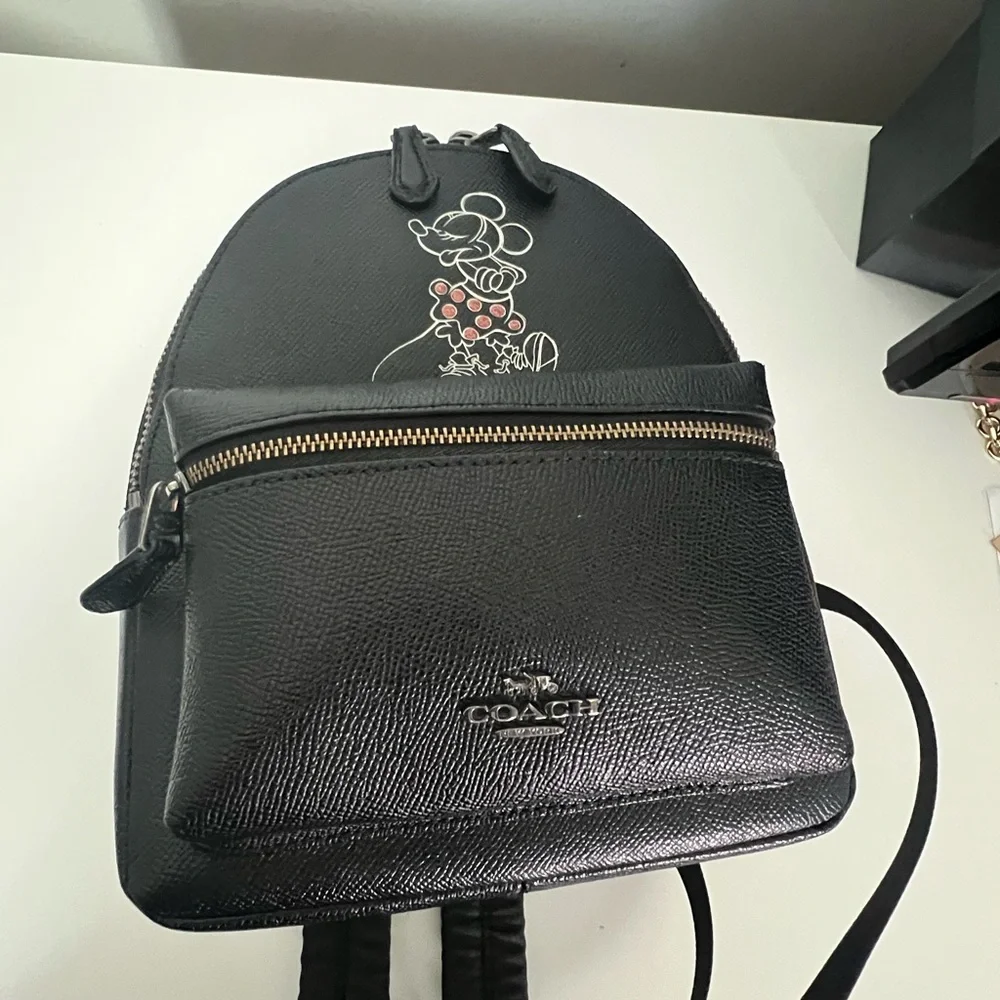 DISNEY X COACH MINI CHARLE BACKPACK WITH MINNIE MOUSE MOTIF - Picture 2 of 9